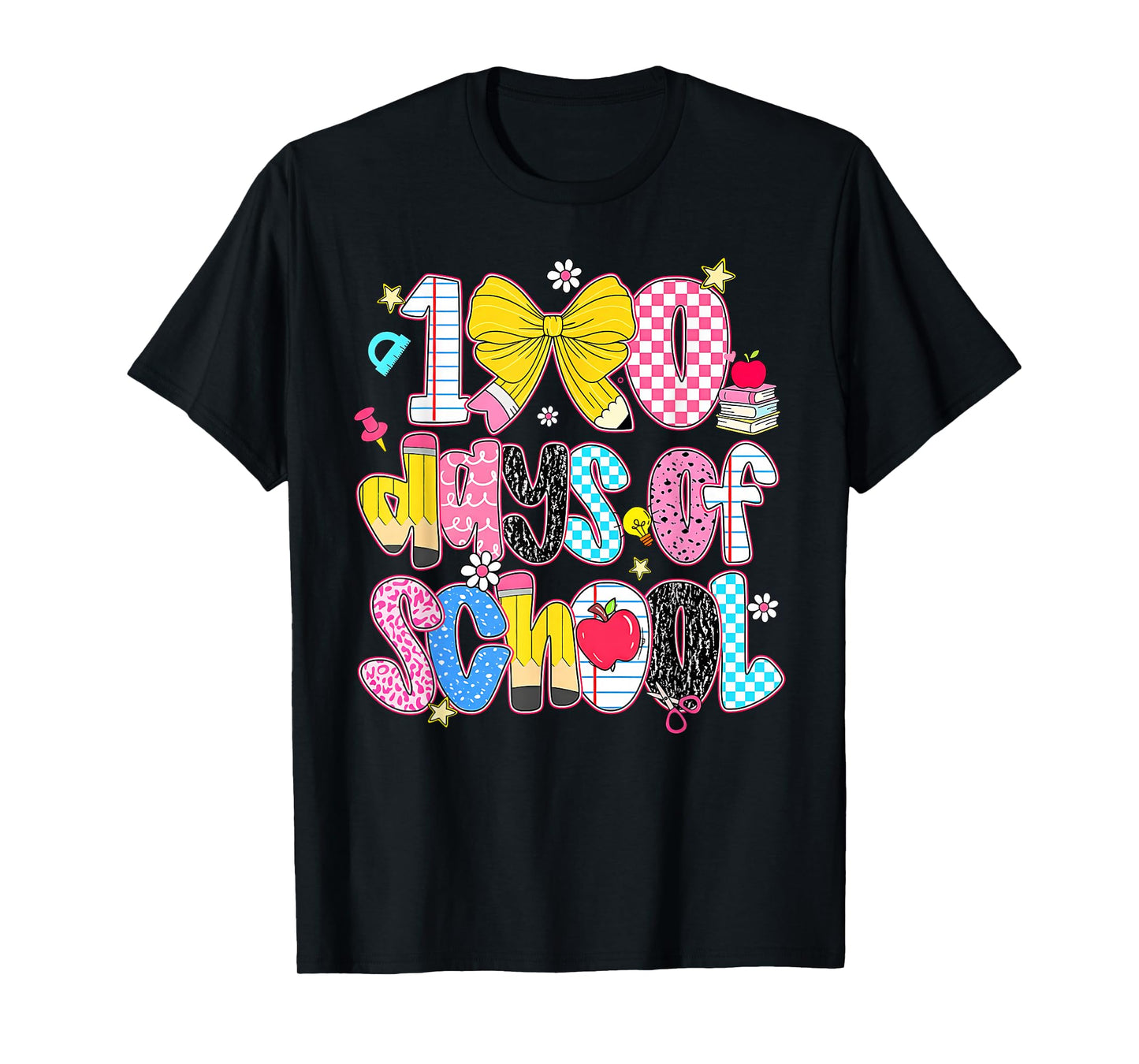 Preppy 100 Days Happy 100th Day of School Girls Teacher Kids T-Shirt
