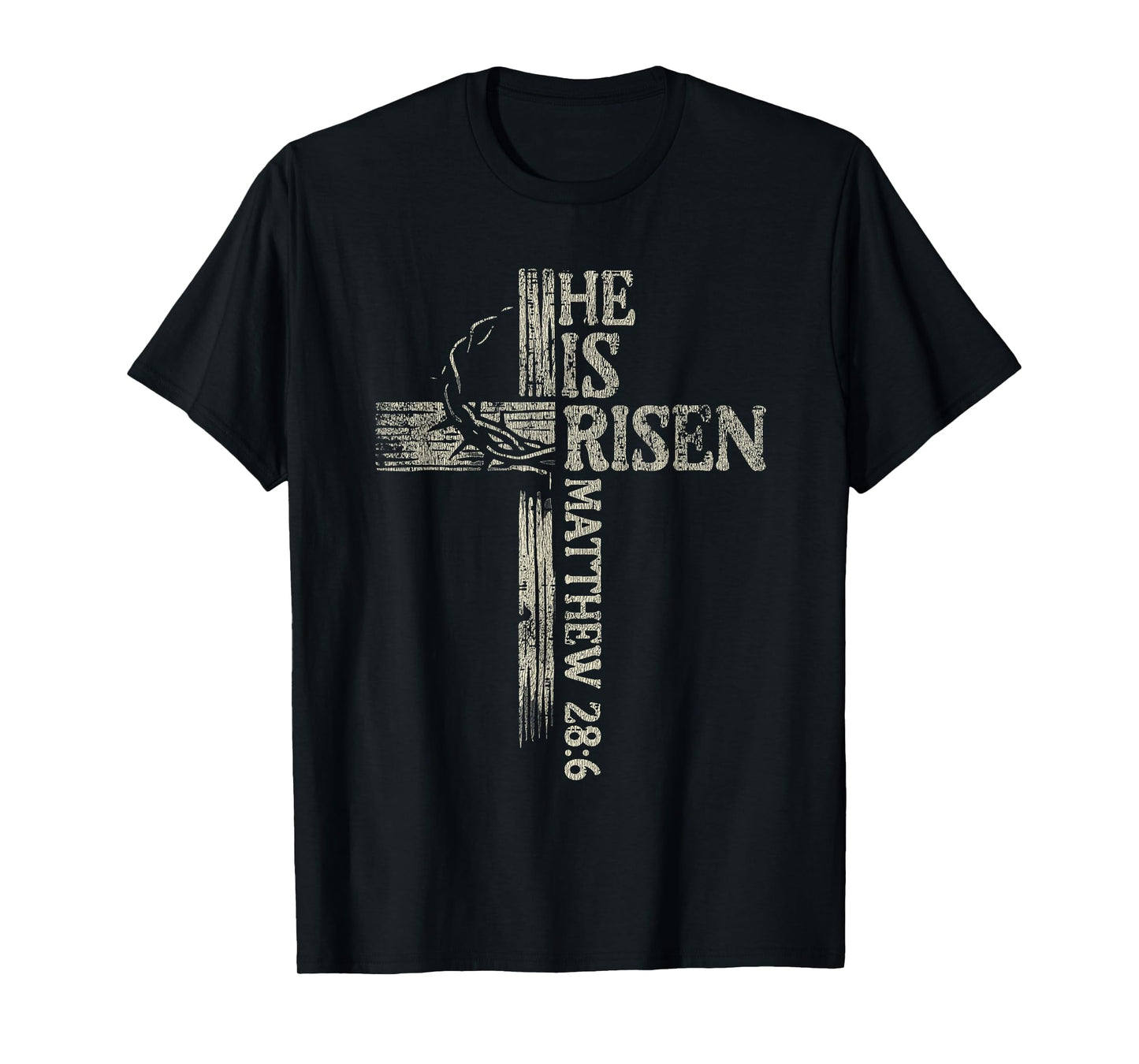 Vintage Retro Style Cross He is Risen Jesus Christian T-Shirt