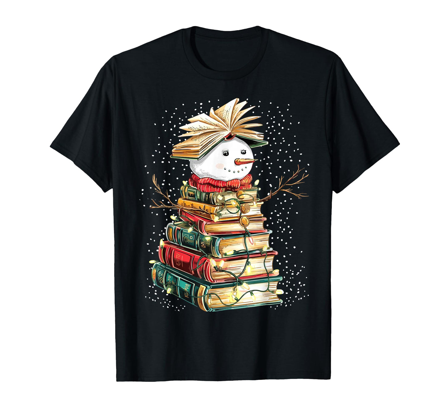 Book Snowman Christmas Tree Reading T-Shirt