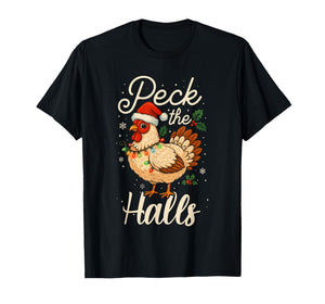 Funny Christmas Chicken Pajamas Shirt, Peck The Halls T-Shirt