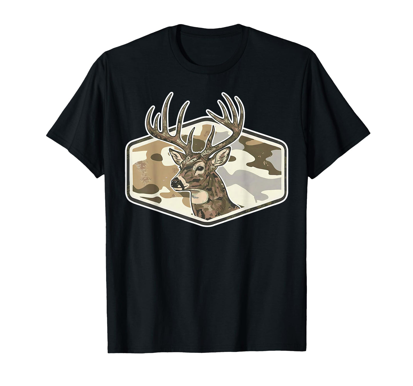 Vintage Whitetail Antlers Deer Camouflage Hunting Buck T-Shirt