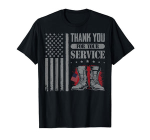 Thank You for Your Service Patriotic Boots Flag Veterans Day T-Shirt