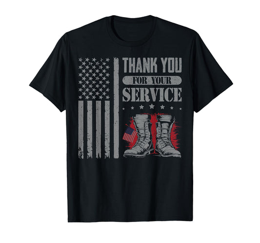 Thank You for Your Service Patriotic Boots Flag Veterans Day T-Shirt