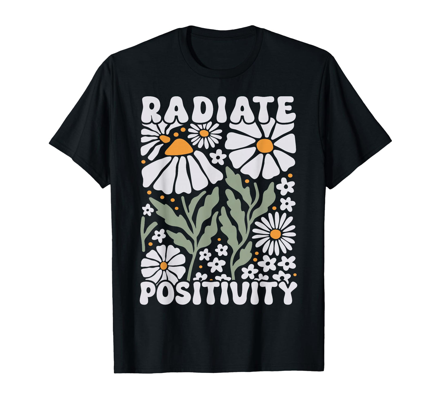 Radiate Positivity Cute Wildflowers Groovy Boho Flower T-Shirt