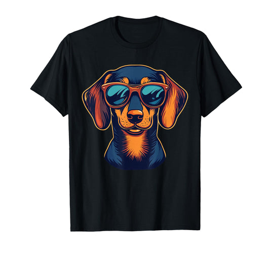 Dachshund Dog Wiener Puppy Wearing Sunglasses Funny Graphic T-Shirt
