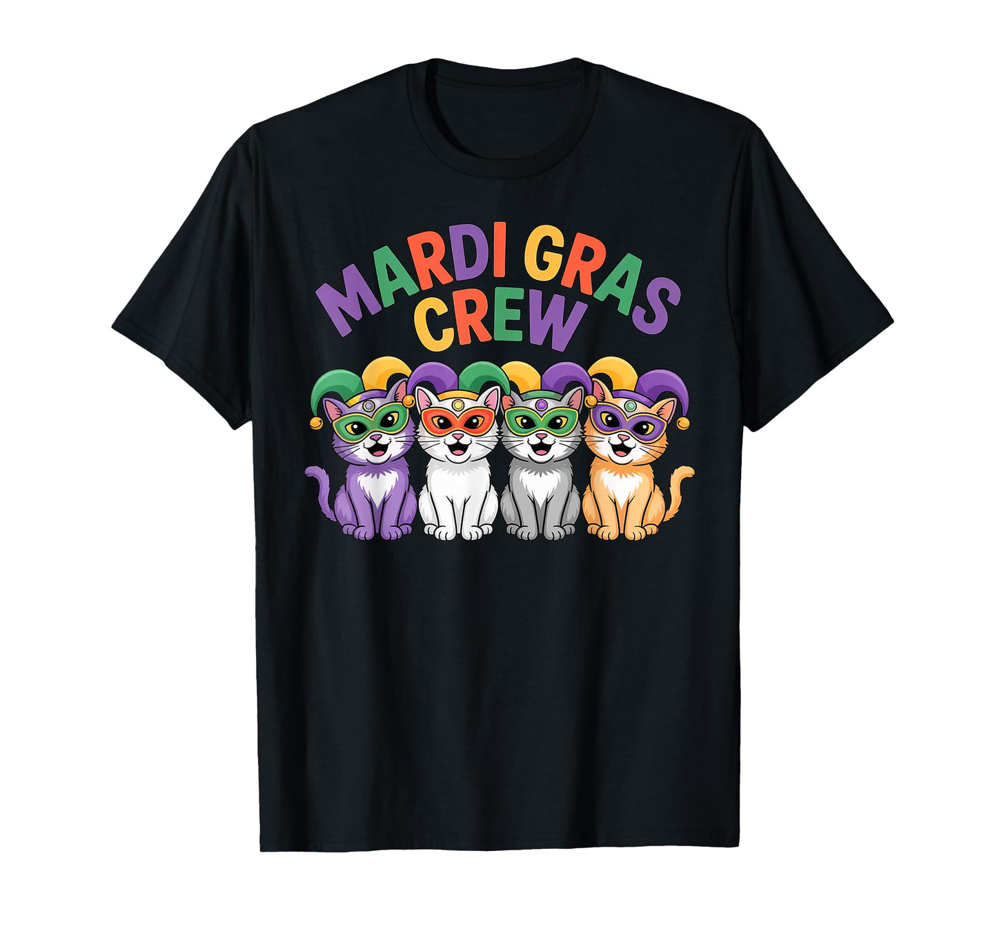 Mardi Gras Crew Cat Mask Party Art Design T-Shirt