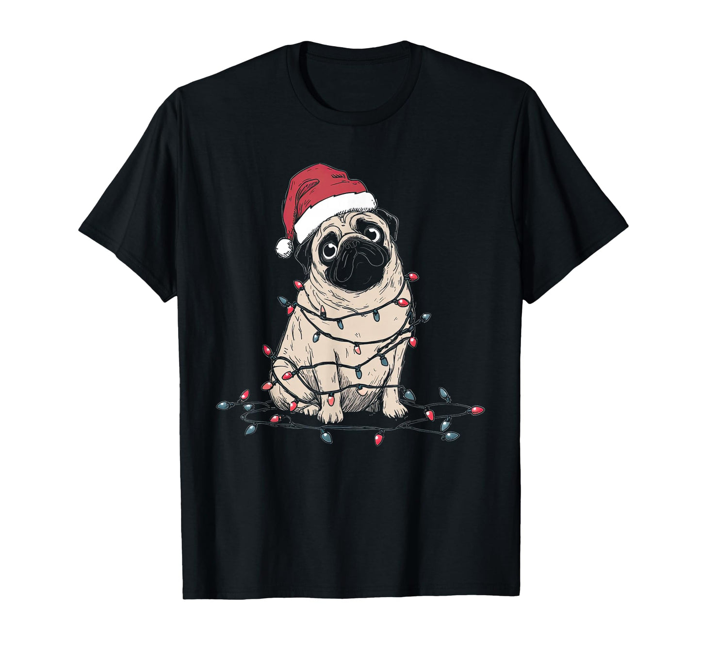 Funny Pug Christmas Graphics Dog Lights Lover Owner T-Shirt