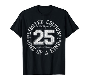 25 Year Old Gifts Vintage 2001 Limited Edition 25th Birthday T-Shirt