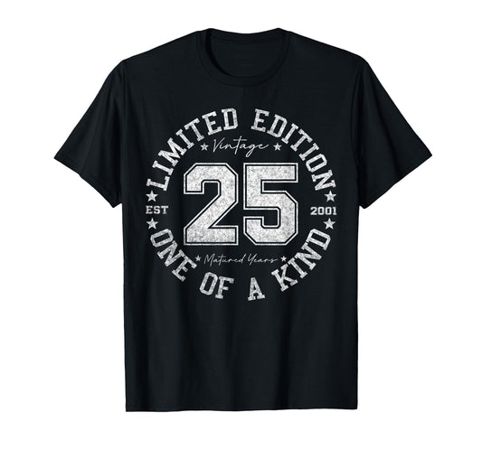25 Year Old Gifts Vintage 2001 Limited Edition 25th Birthday T-Shirt