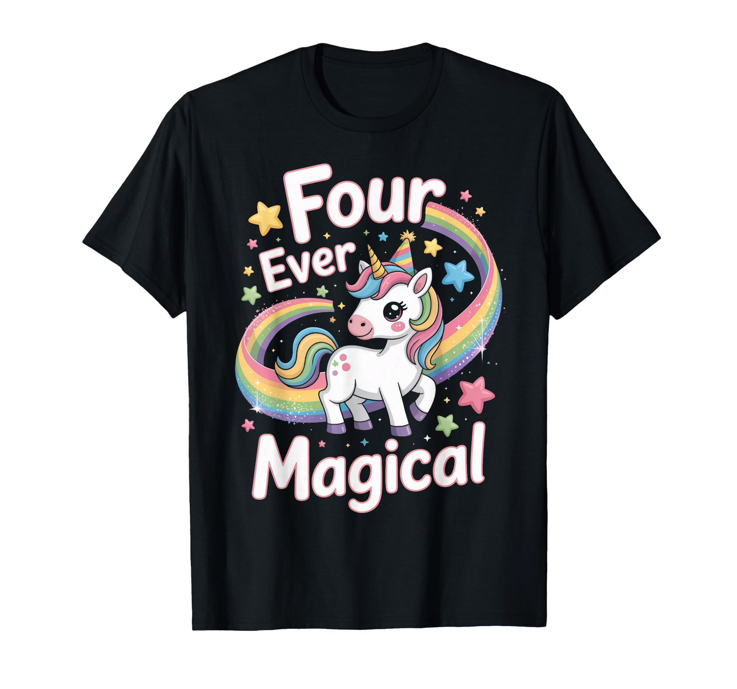 Four Ever Magical 4 Years Old Unicorn Kids 4th Birthday T-Shirt