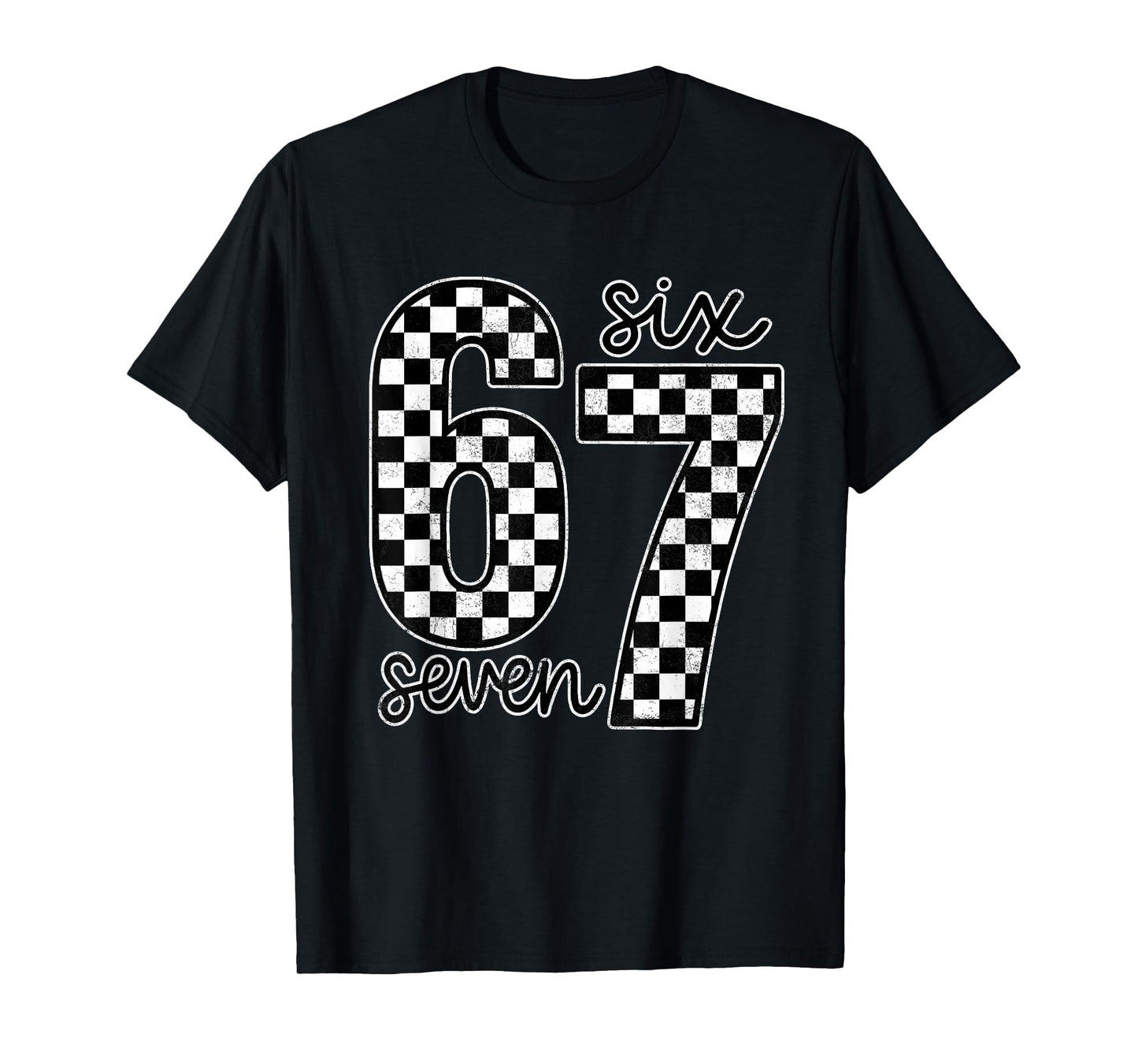 Funny Six Seven 67 Checkered Meme Cool Design for Boys Kids T-Shirt
