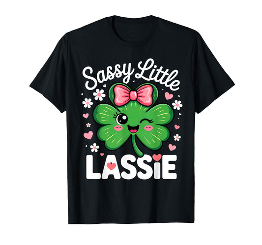 St Patricks Day Sassy Little Lassie Kids Girls Paddy's Day T-Shirt