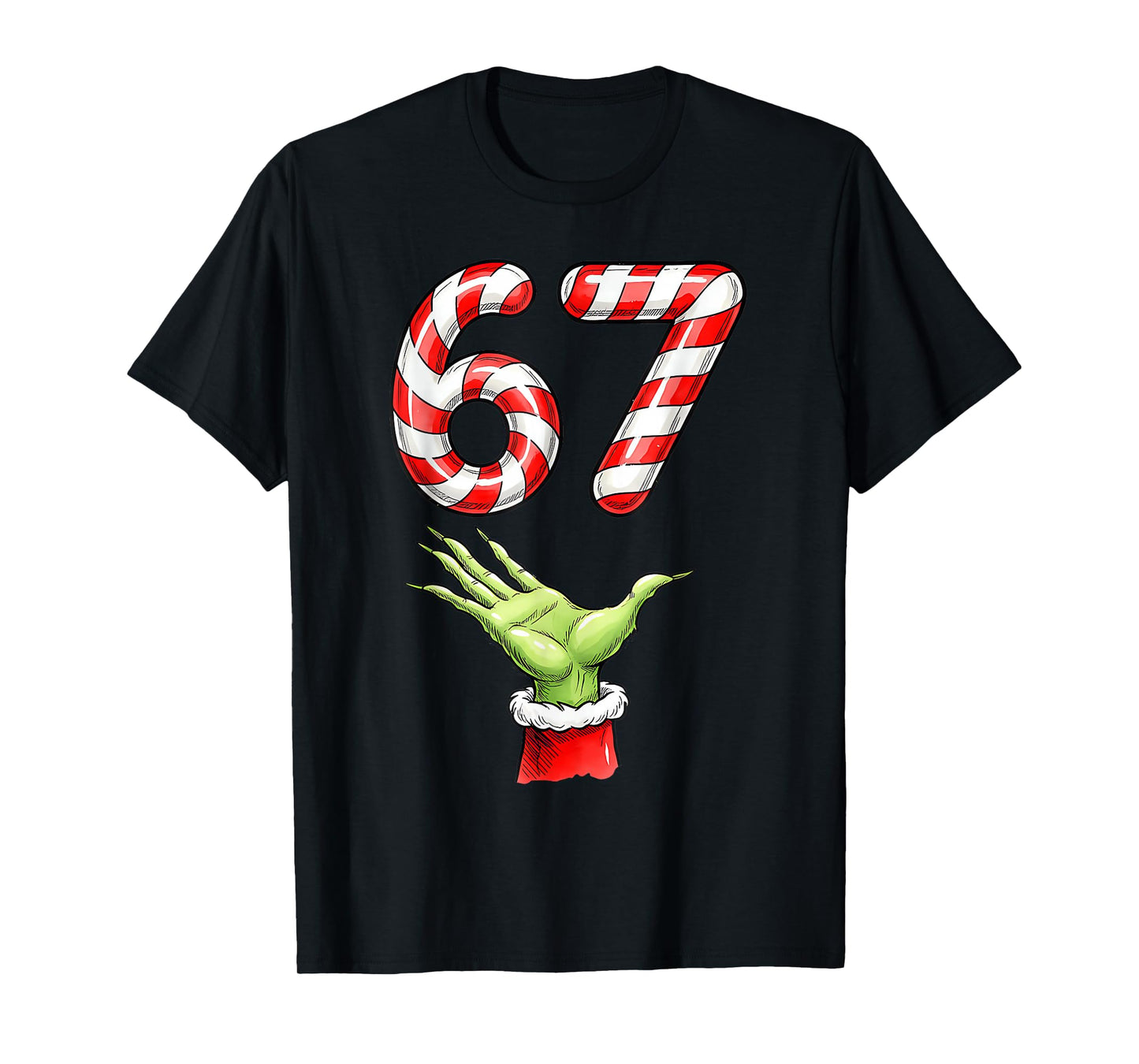 Santa Six Seven 67 Meme Christmas 67 Candy Cane Kids Boys T-Shirt