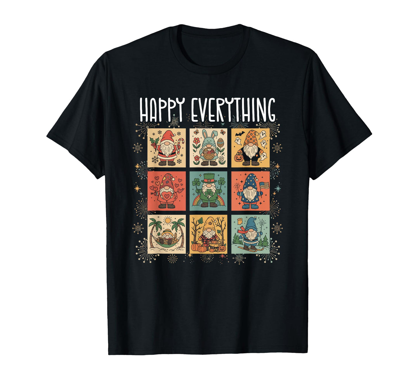 Whimsical Gnome Holiday Collage Happy Everything Christmas T-Shirt