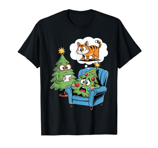 Cat Christmas Tree Shirts Cat Kids Men Women Christmas Cat T-Shirt