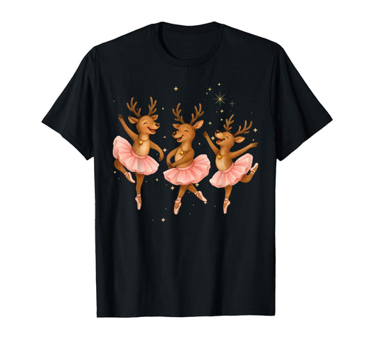 Reindeer Dancing Ballet Ballerinas Christmas Dancer Teacher T-Shirt