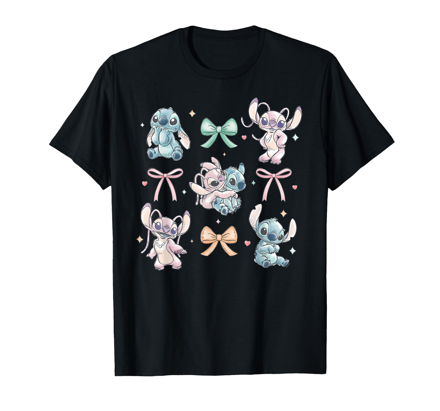 Disney Stitch & Angel Coquette Style Bows Valentine's Day T-Shirt