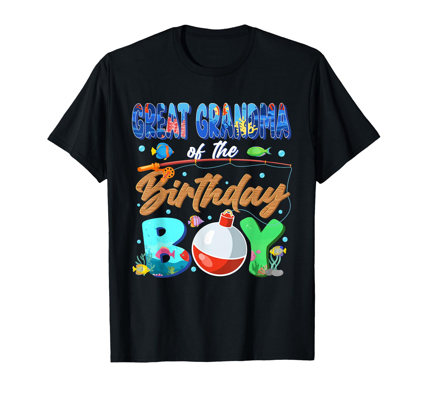 Great Grandma of The Birthday Boy Fishing Family Matching T-Shirt