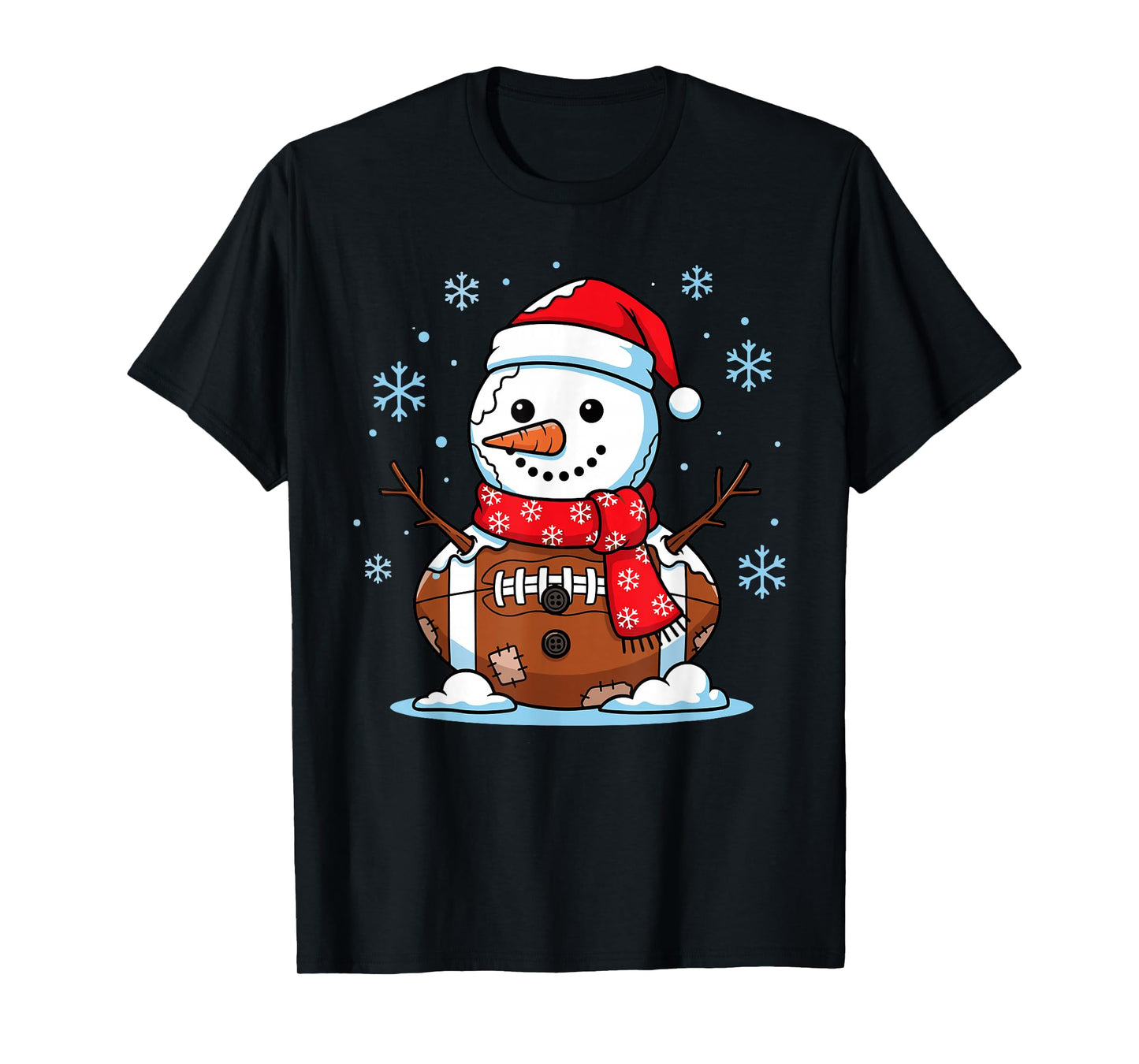 Christmas Football Snowman Kids Football Christmas Men Women T-Shirt
