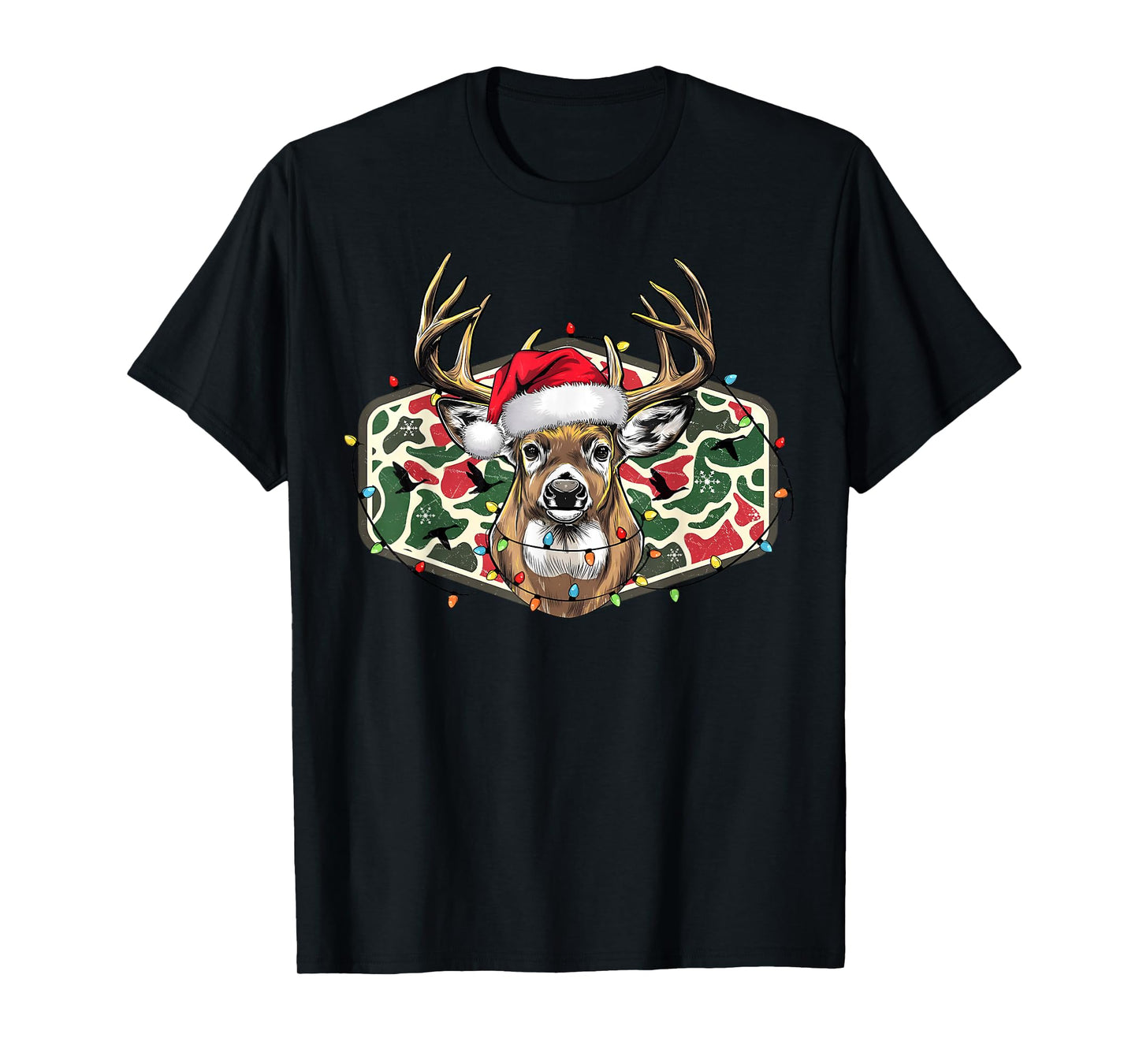 Christmas Deer Hunting Camo Merry Xmas Holiday Dad Father T-Shirt