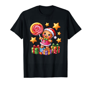 Gingerbread Santa Lollipop Holiday Fun T-Shirt