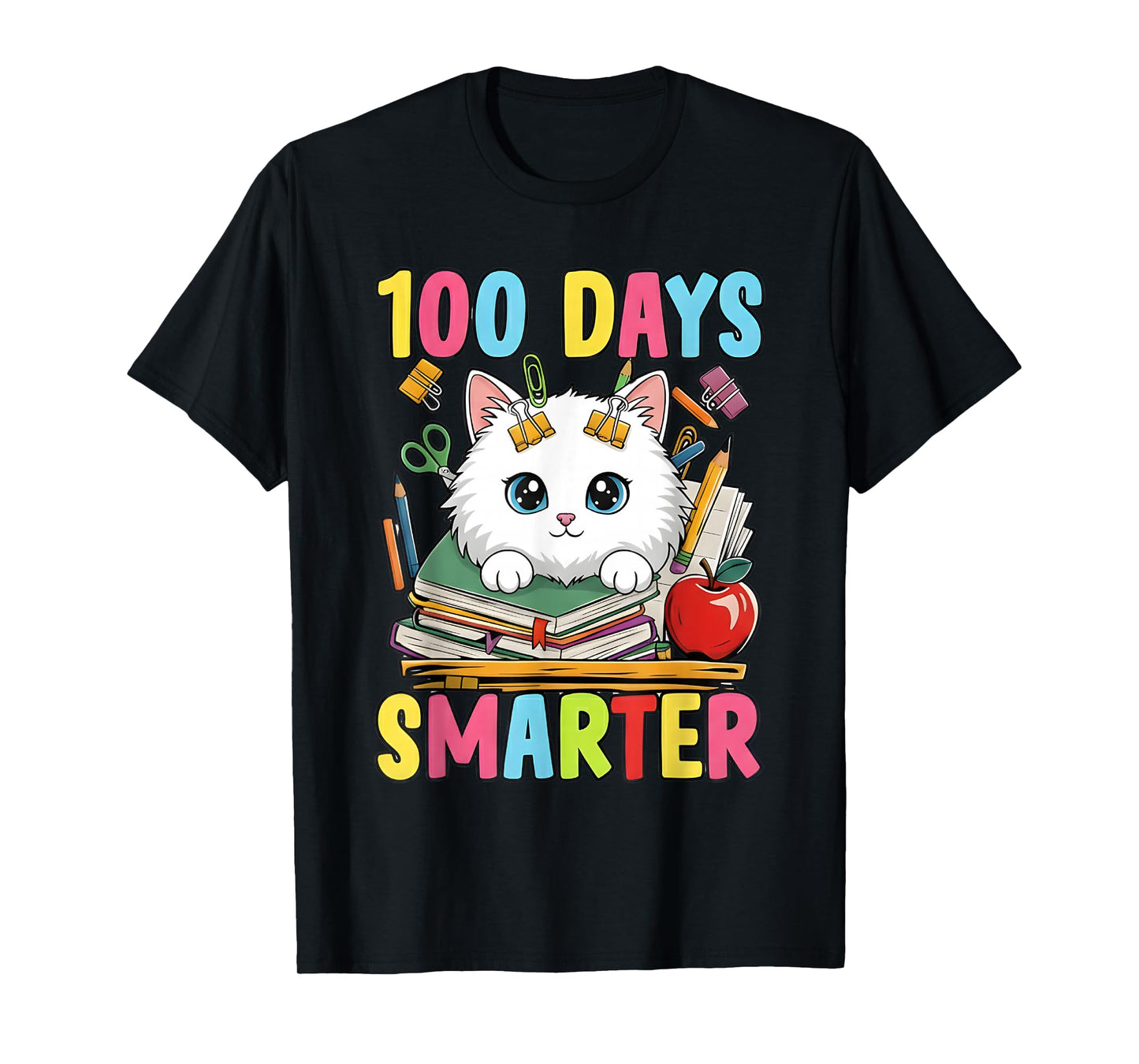 100 Days Smarter Cat 100th Day of School Girls Cat Lovers T-Shirt