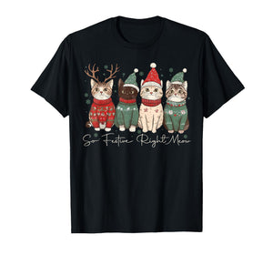 So Festive Right Meow Funny Cozy Cat Christmas Santa Holiday T-Shirt