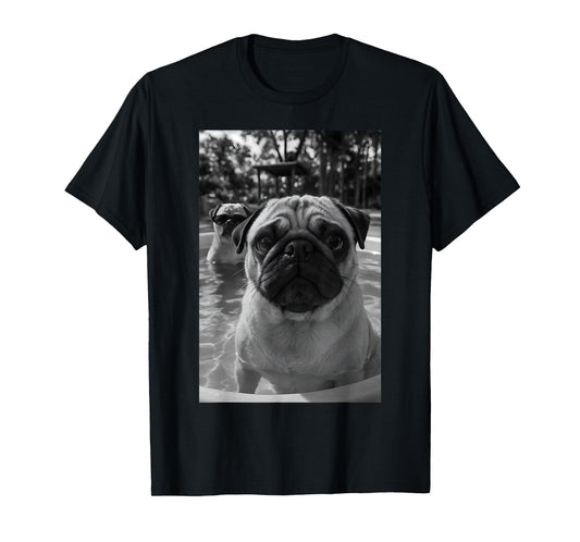 Pug Pool Selfie Cute Dog Photography Sunglasses Women Men T-Shirt