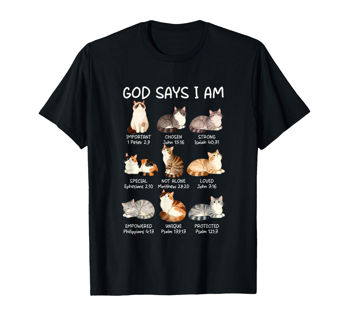 God Says I-Am Cat Kitten Christian Jesus Bible Verse Faith T-Shirt