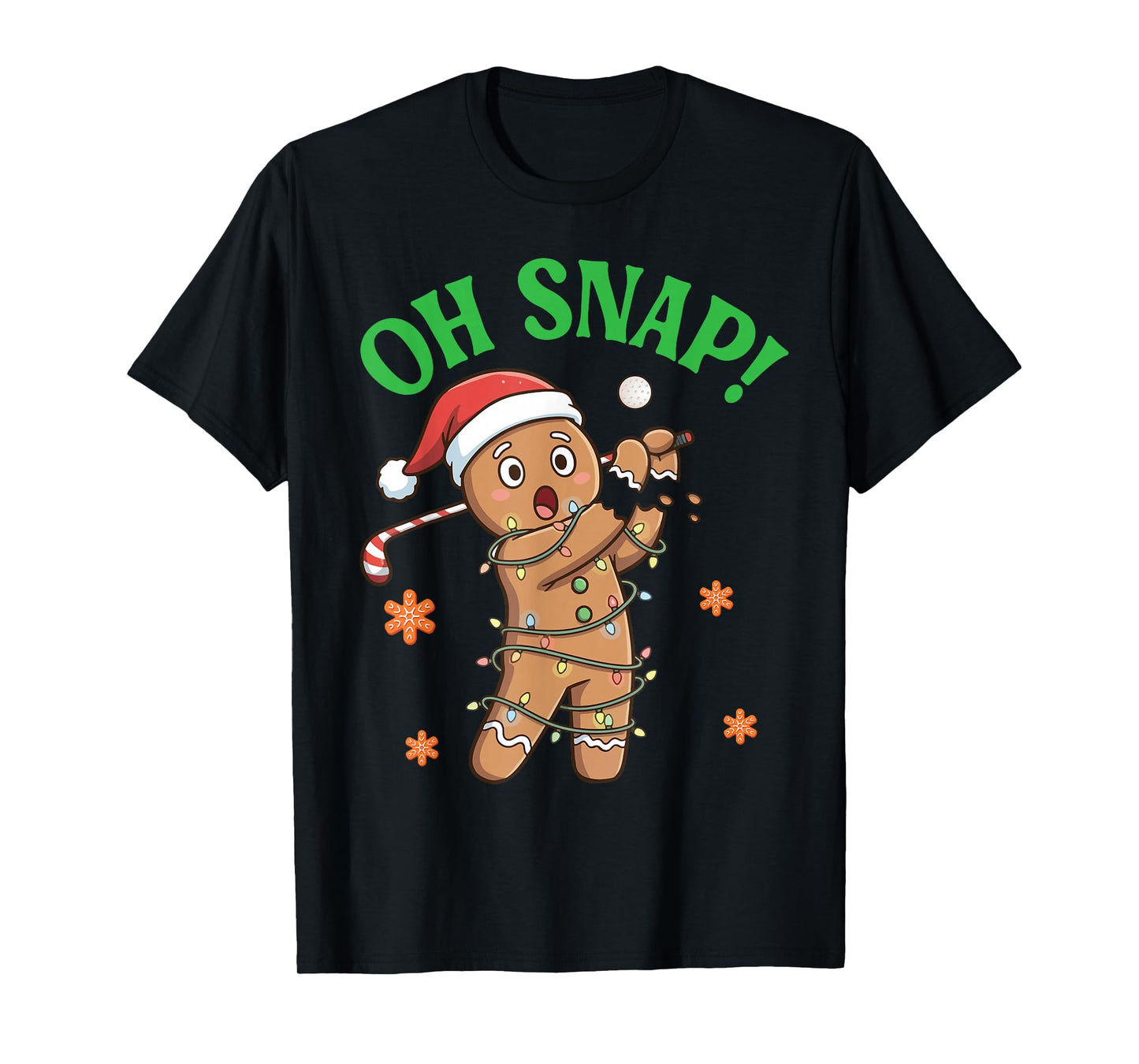 Funny Gingerbread Golf Christmas Cookie Oh Snap Santa Hat T-Shirt