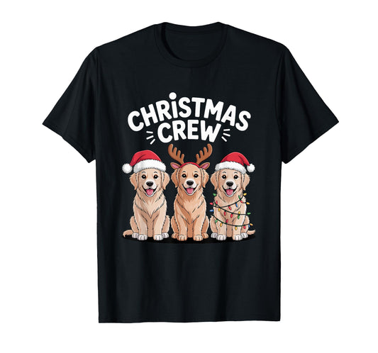 Christmas Crew Xmas Puppy Funny Christmas Golden Retriever T-Shirt