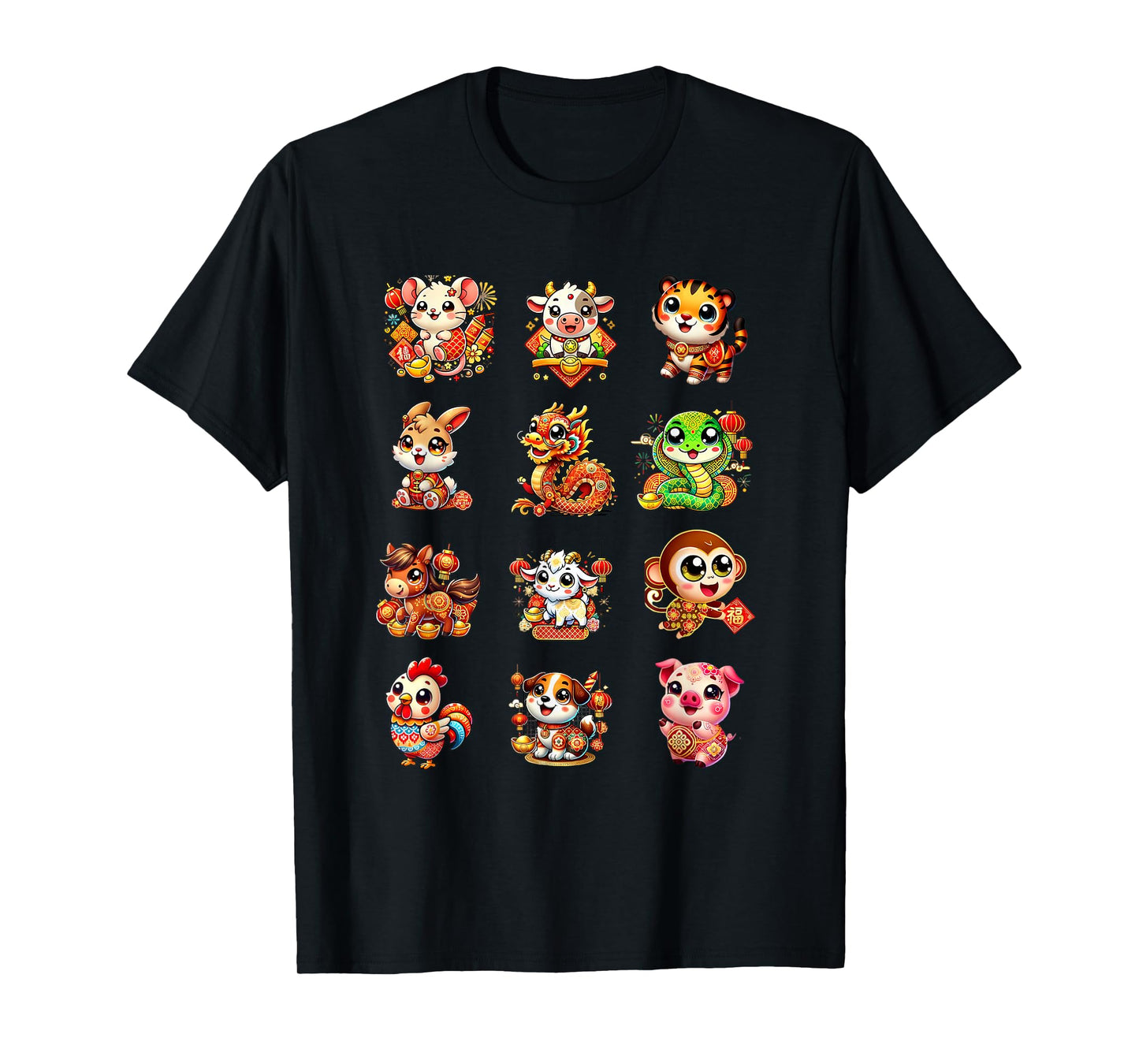 Chinese New Year Cute 12 Zodiac Animal Signs Lunar New Year T-Shirt