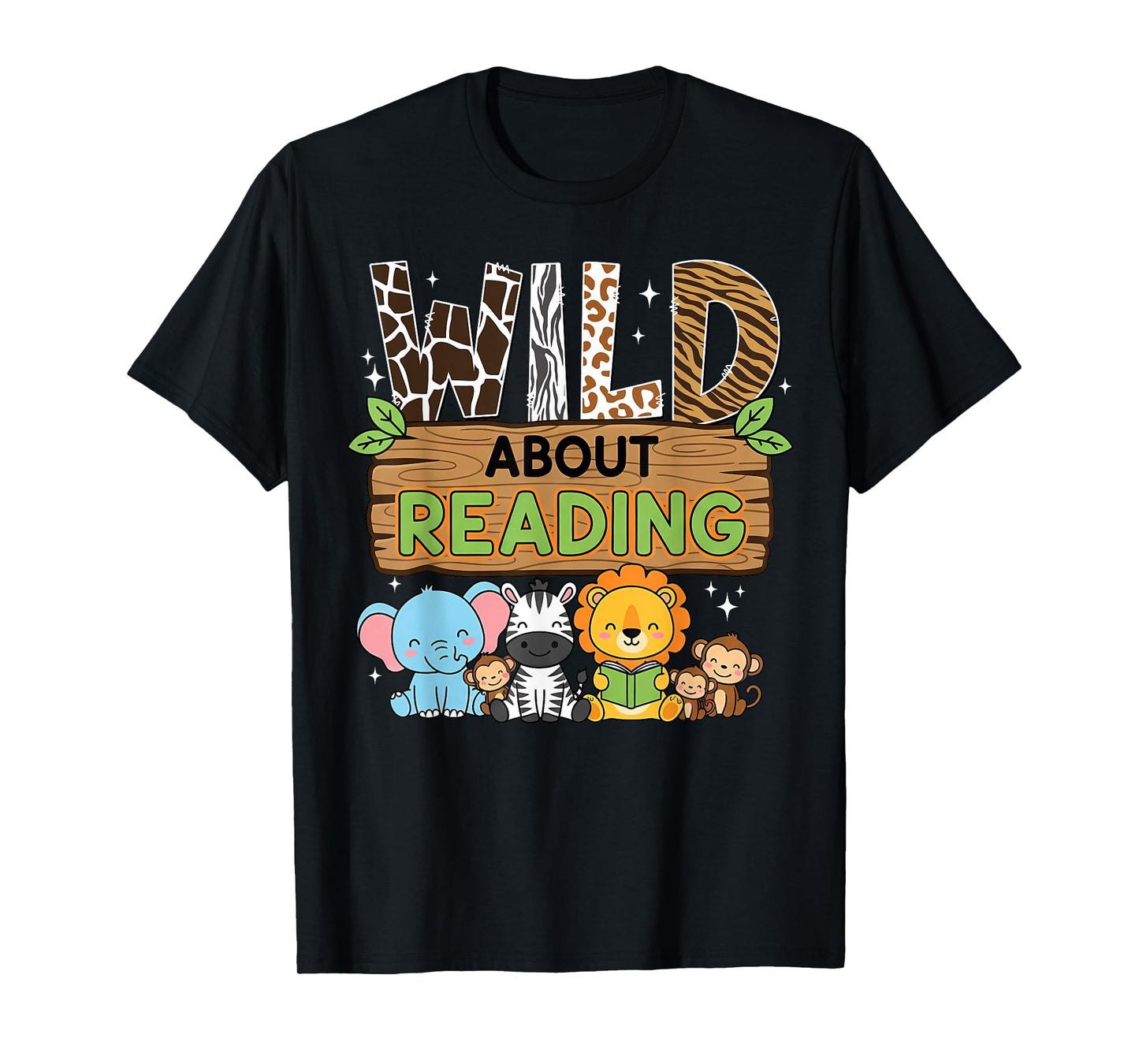 Zoo Animals Wild About Reading Books Reader Lover Librarian T-Shirt