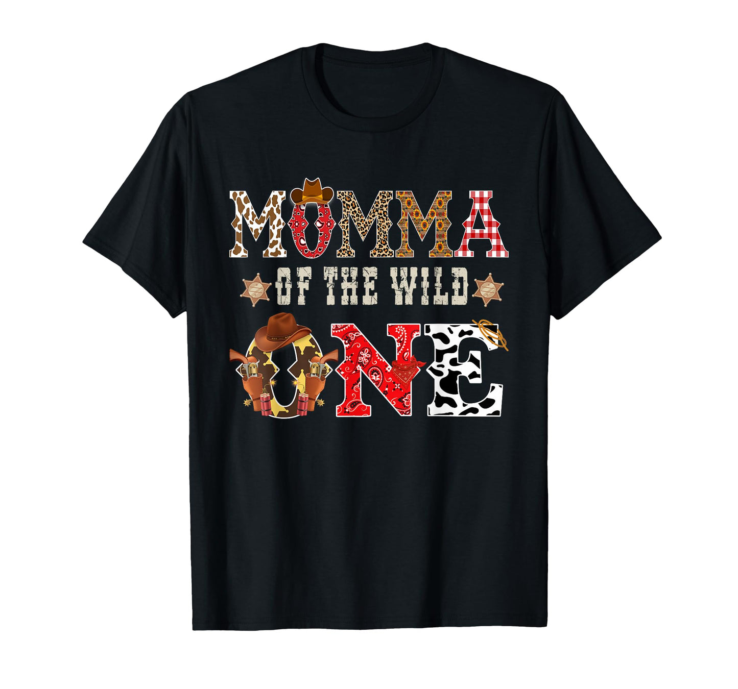 Momma of The Wild One Cowboy Western Rodeo Party Matching T-Shirt