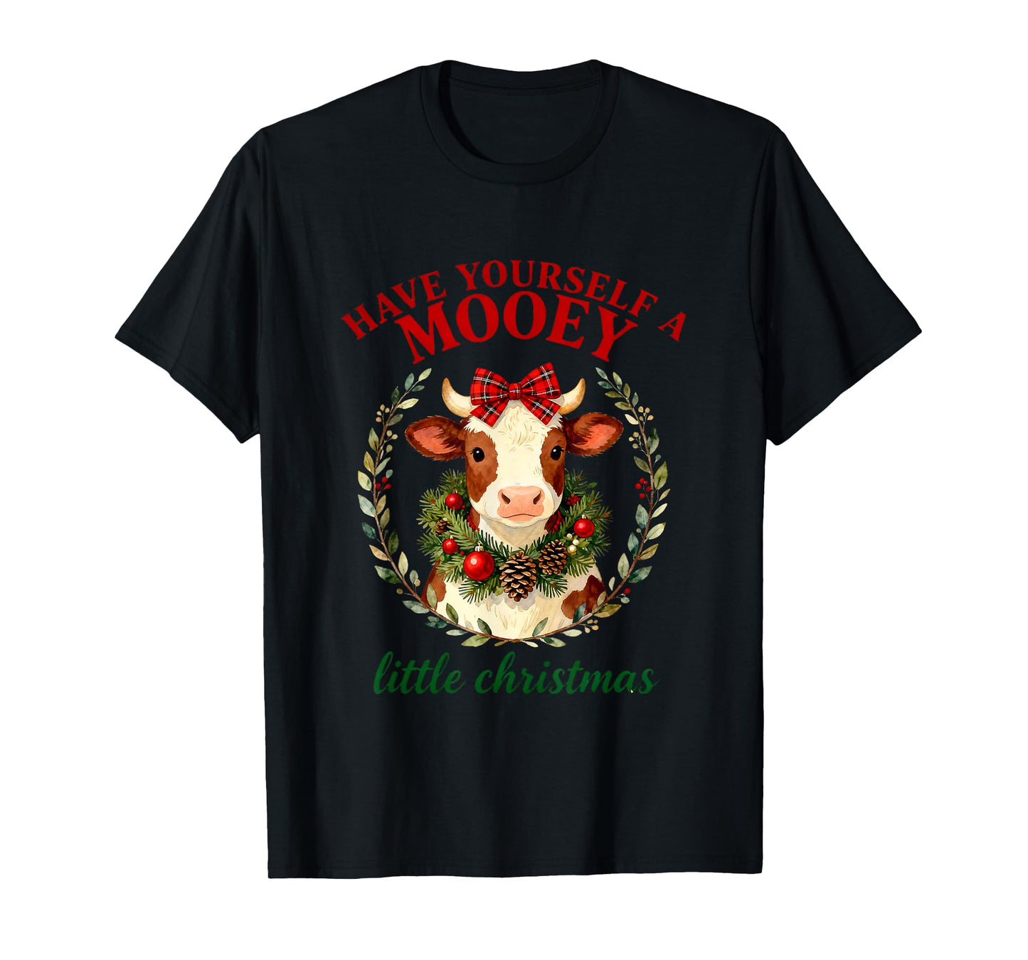 Christmas Vintage Small Town Western Cowgirl Highland Cow T-Shirt