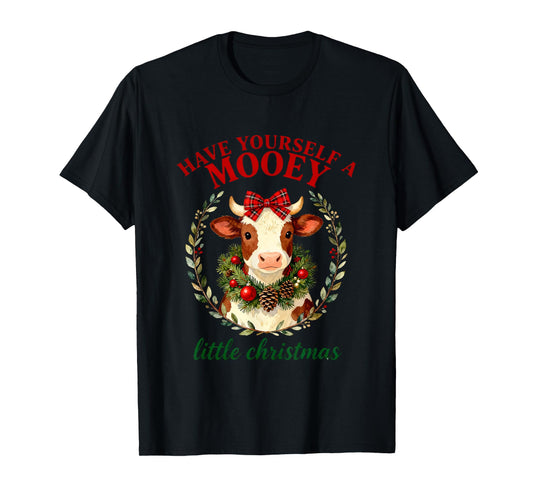 Christmas Vintage Small Town Western Cowgirl Highland Cow T-Shirt