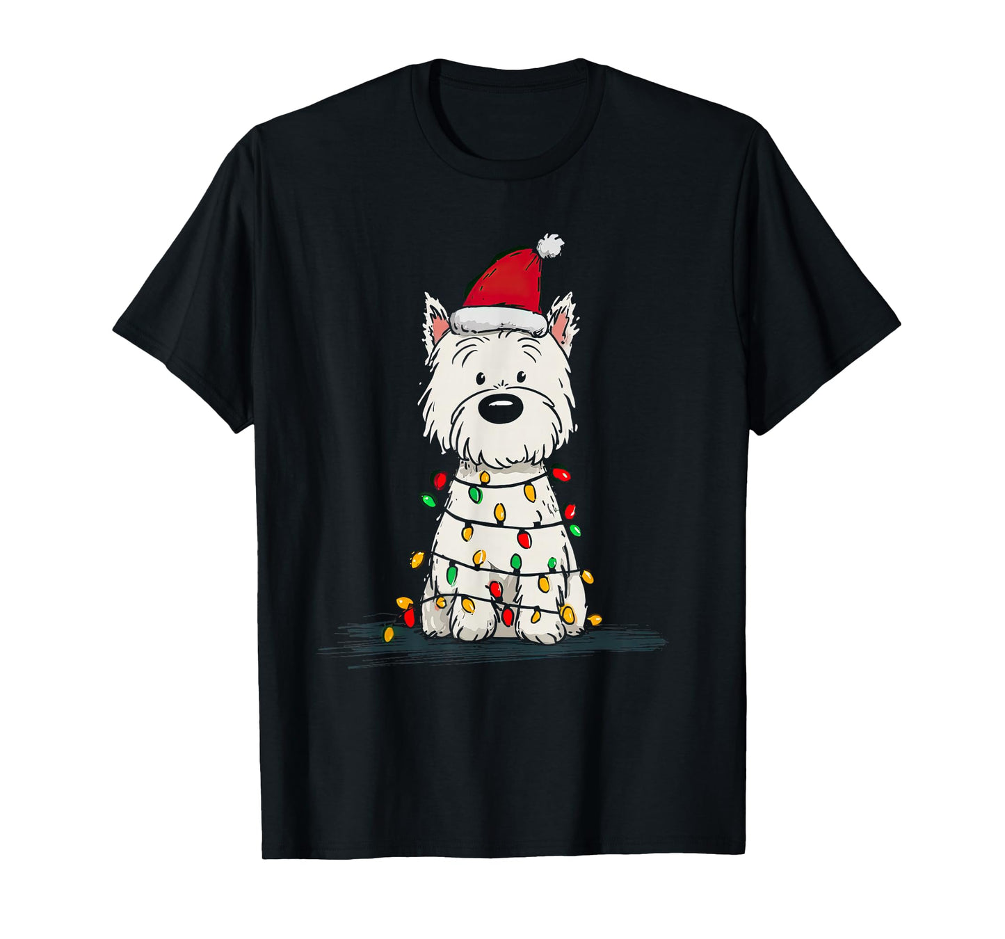 West Highland White Terrier Christmas Graphics Dog Lights T-Shirt