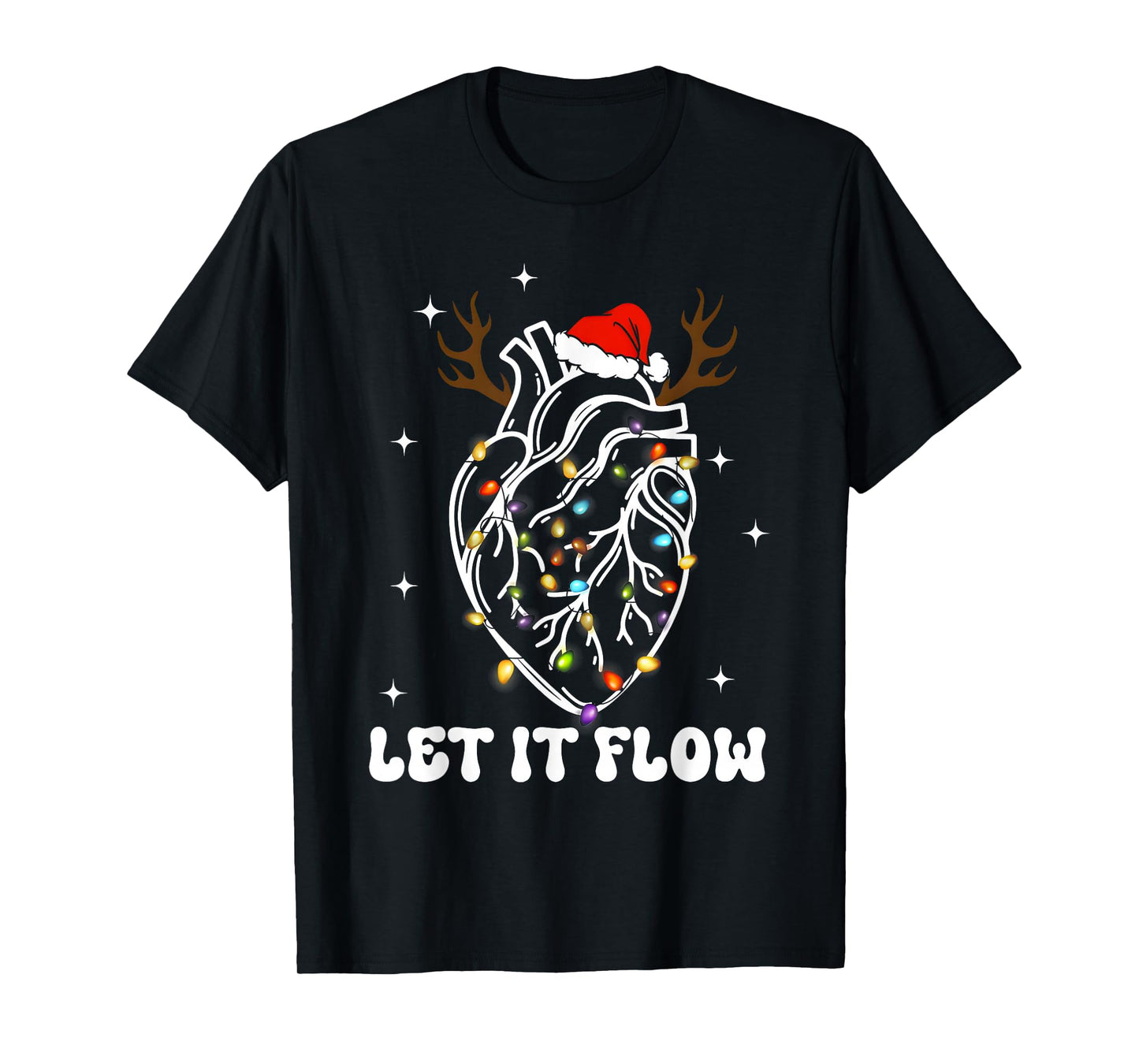 Let It Flow Anatomy Heart Cardiac Nurse Santa Hat T-Shirt