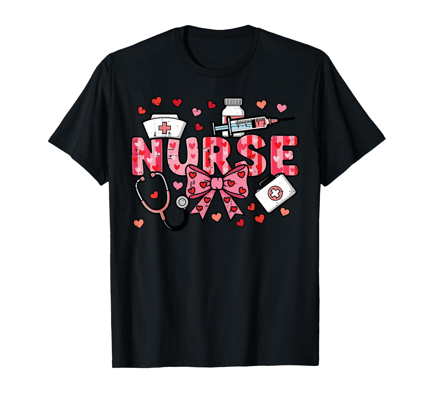 Valentines Day Nurse Plaid Stethoscope Scrub Top Women Men T-Shirt