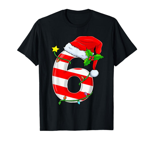 Fun Six Seven 6 7 Meme Candy Cane Lights Santa Christmas T-Shirt