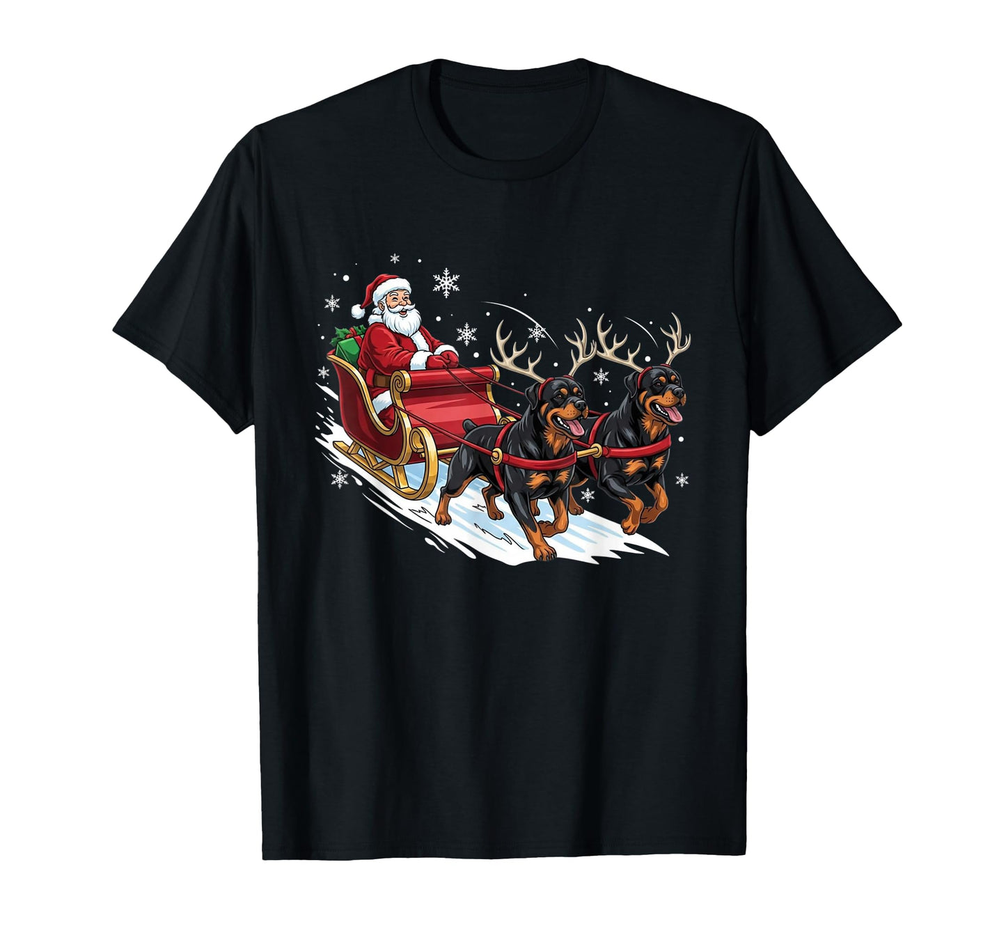 Funny Rottweiler Christmas Santa Cute Dog Lovers T-Shirt