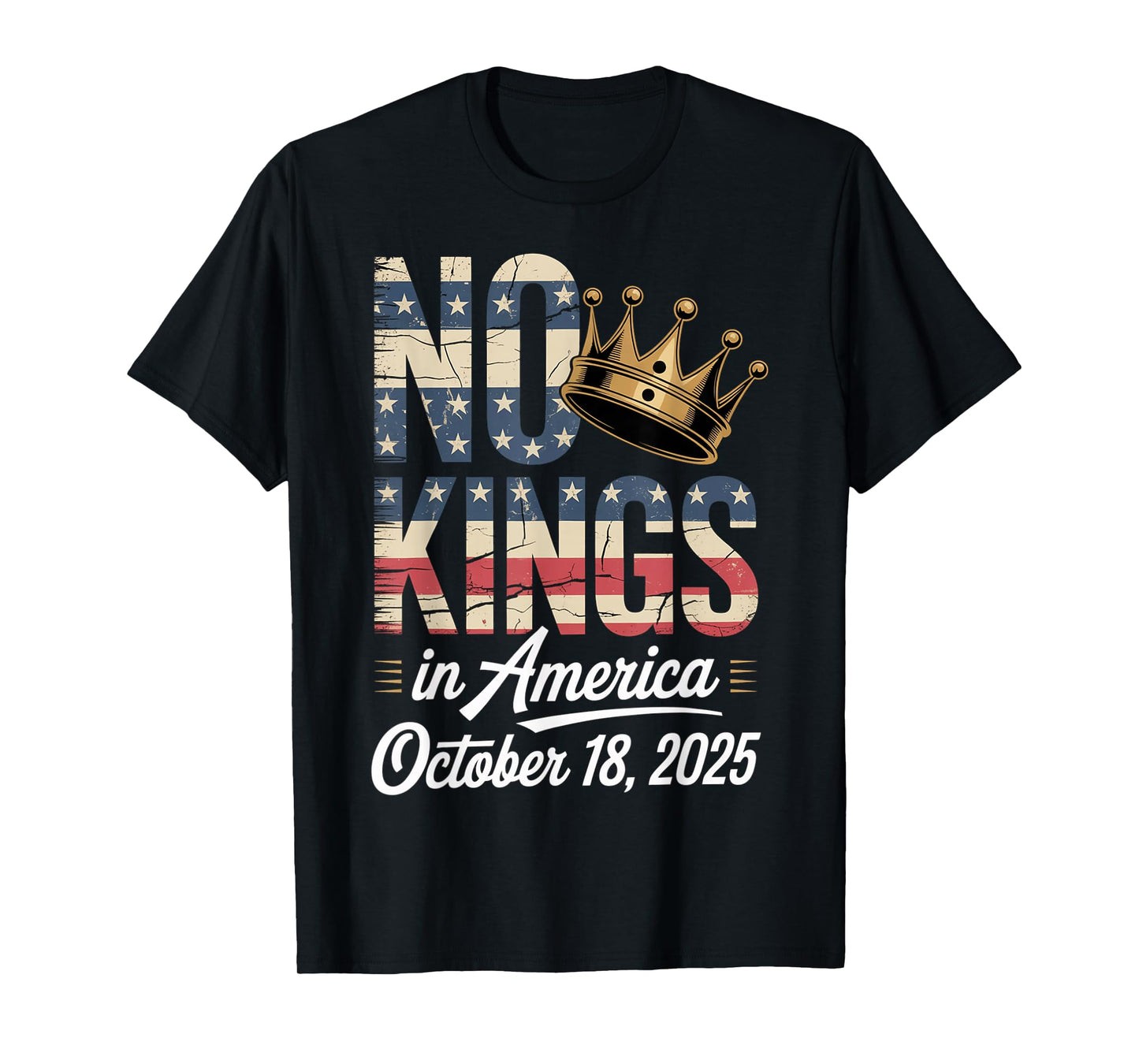 No Kings Protest October 18 2025 American Flag Resist T-Shirt