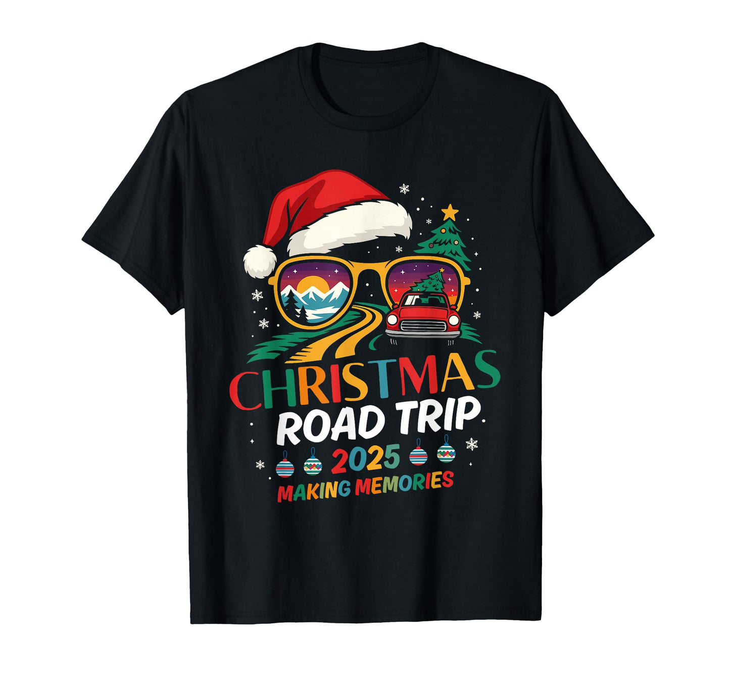 Christmas Road Trips 2025 Men Women Kids Family Matching Fun T-Shirt