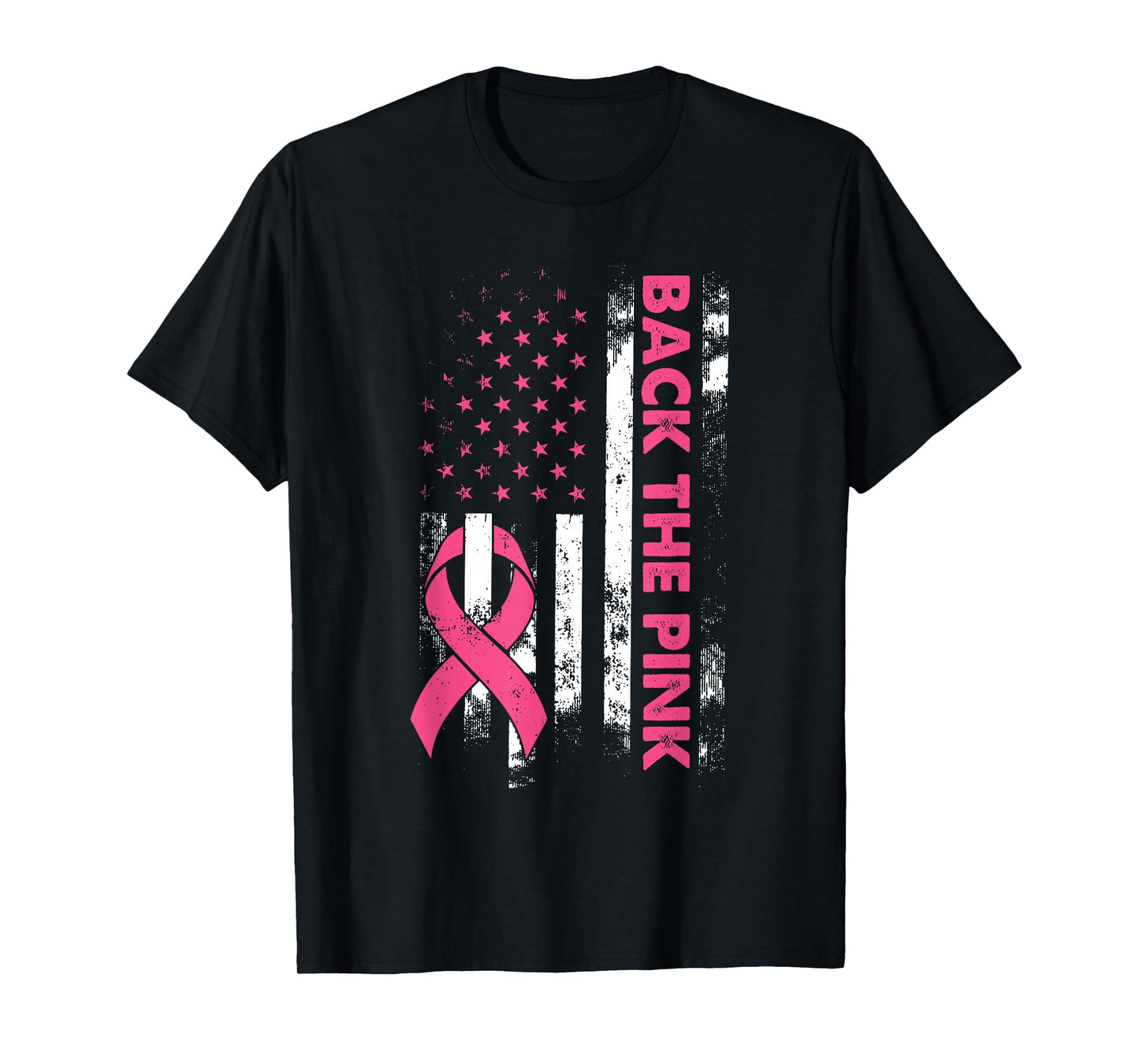 Back The Pink Us Flag Breast Cancer Awareness Women Men Kids T-Shirt