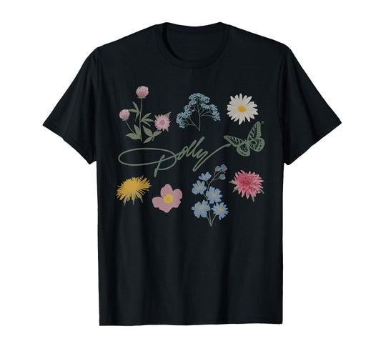 Dolly Parton Signature Encircled by Butterfly and Flowers T-Shirt