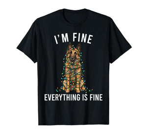 Belgian Tervuren Christmas I'm Fine Everything is Fine T-Shirt
