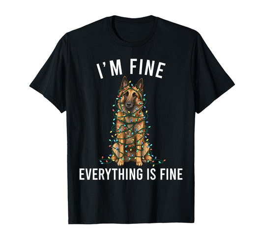 Belgian Tervuren Christmas I'm Fine Everything is Fine T-Shirt