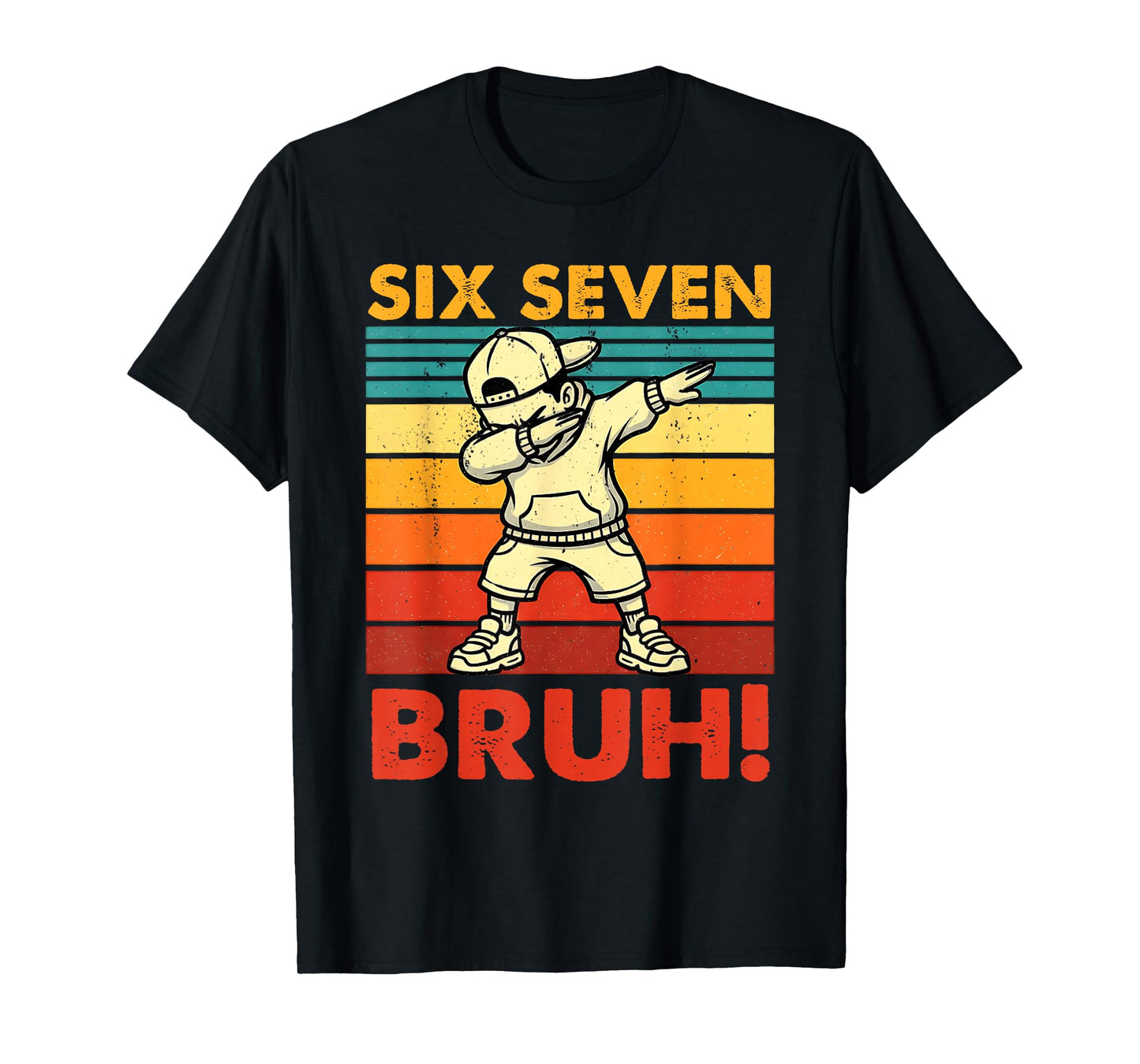 Six Seven Bruh Dabbing Boy Funny 67 Meme Gen Alpha Slang T-Shirt