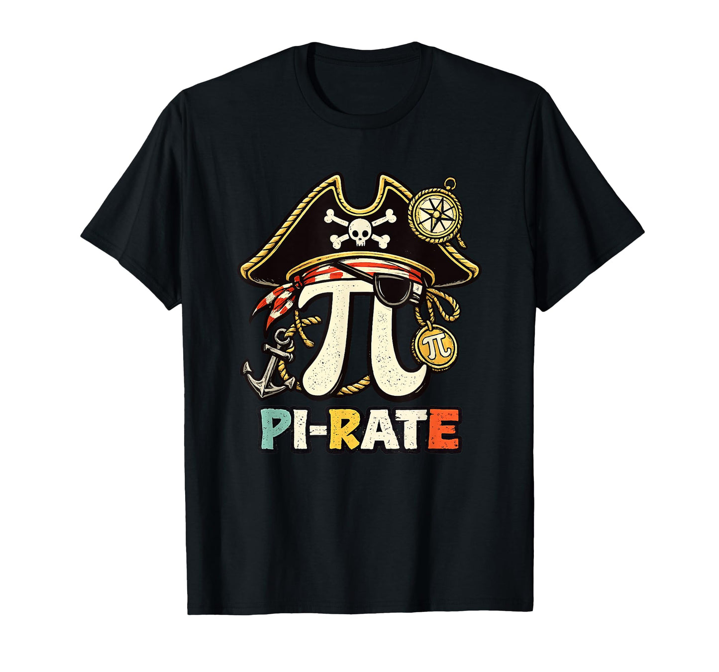 Pi Rate Pirate Pi Day 3.14 Math Pun Nerd Men Women Kids T-Shirt