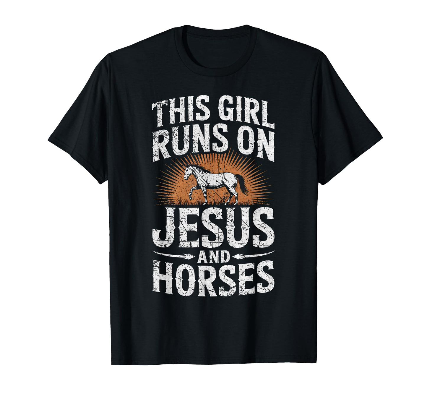 This Girl Runs On Jesus and Horses Horse Riding Equestrian T-Shirt